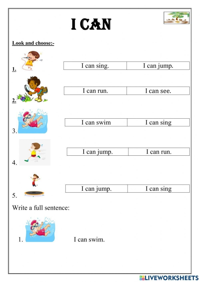 Kindergarten students engaging with the "I can!" worksheet to enhance their reading and writing skills