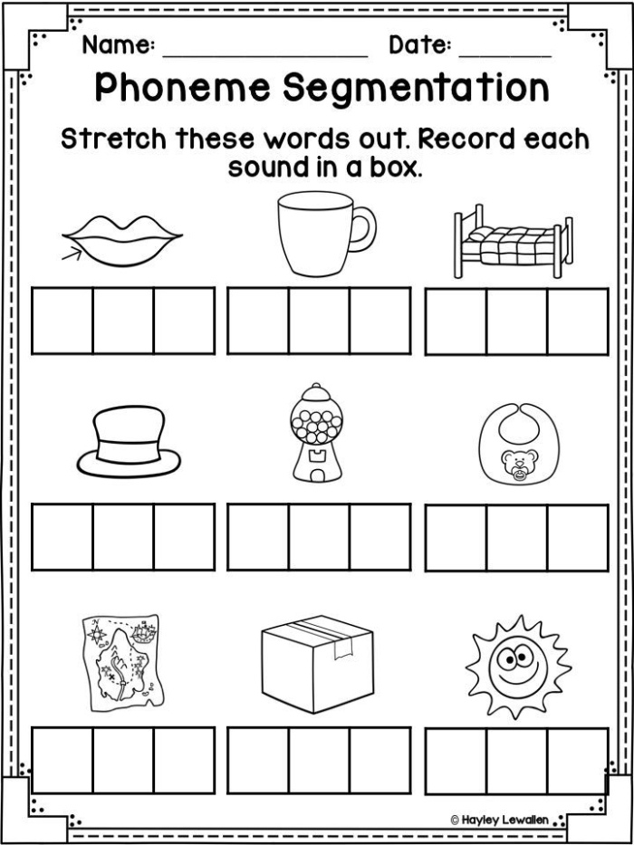 Phonemic Awareness Initial Sounds Worksheet 10 Kindergarten Word Families Kindergarten phonemic awareness worksheet focusing on identifying initial sounds in word families
