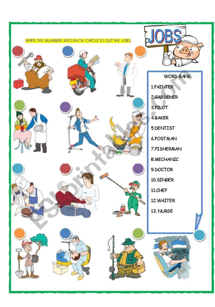 Fun Job Match worksheet for kindergarteners featuring illustrations of workers and their tools