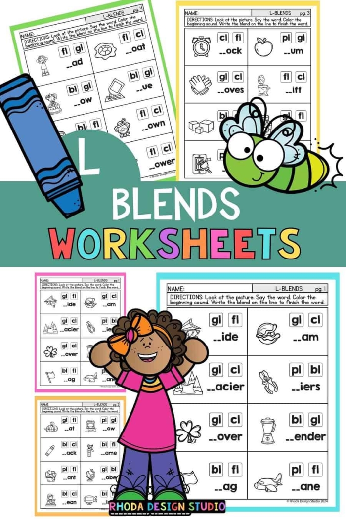 L blends matching activity for young learners, image 24 Worksheet featuring L blends for kindergarten reading practice