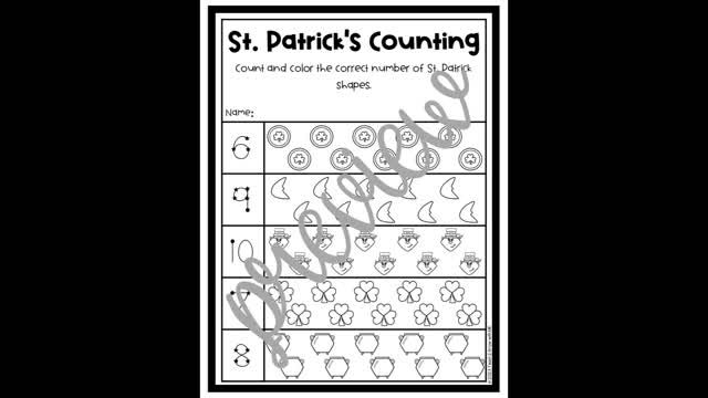 Integers and Rational Numbers worksheet for Kindergarten Counting worksheet featuring leprechauns for St. Paddy's Day fun in kindergarten. Engaging St. Paddy's Counting worksheet for early math skills development.