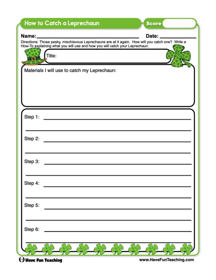 Leprechaun Match Activity 24 - Find the Matching Pairs for Kindergarten Ratios Kindergarten student matching pairs of identical leprechauns with different clothing and hat styles on a worksheet
