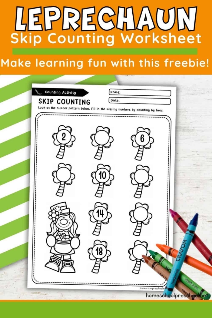 Leprechaun Match Activity 18 for Teaching Ratios and Proportions Kindergarten student matching pairs of colorful leprechauns with different hats and outfits on a worksheet