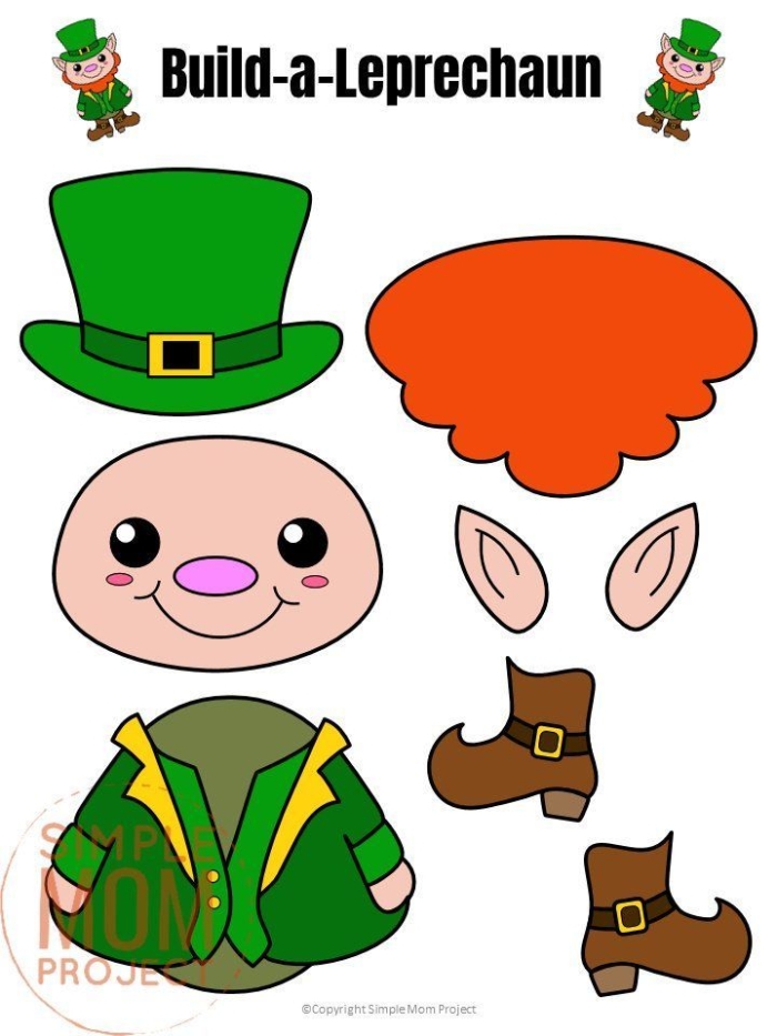 Fun St. Patty's Day activity featuring a whimsical leprechaun paper doll Colorful Leprechaun Paper Doll worksheet designed for kindergarten students
