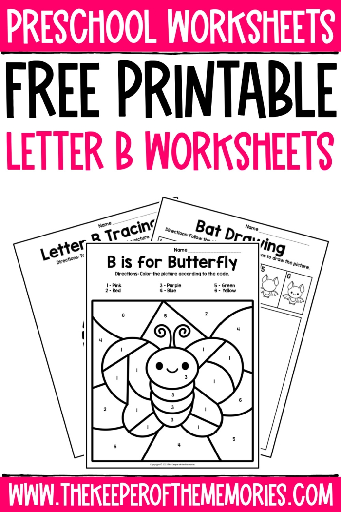 Worksheet for practicing the letter B in both uppercase and lowercase for kindergarten students