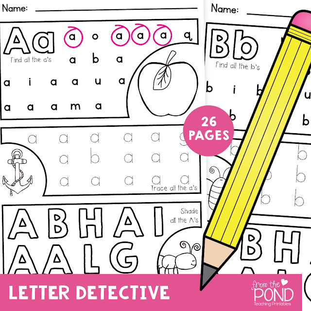 Kindergarten student completing a Letter D Detective alphabet worksheet