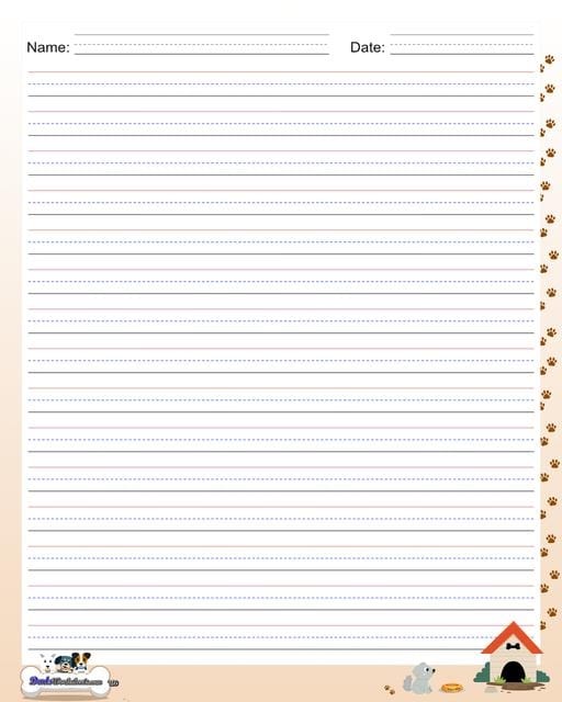 Kindergarten handwriting paper template with lines for practicing letters and numbers