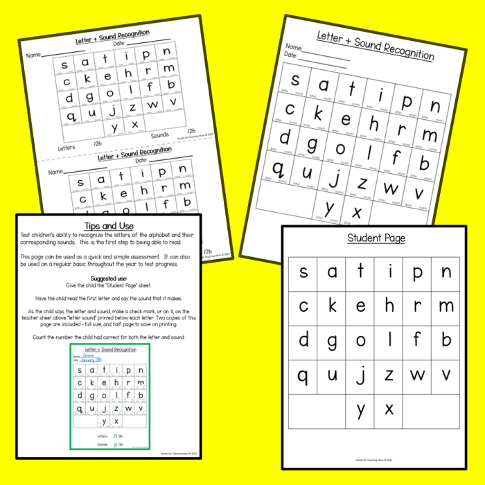 Letter Sound Assessment Worksheet 14 for Kindergarten Literacy Kindergarten student completing a letter sound assessment worksheet for word families
