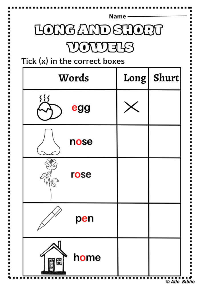 Worksheet for Kindergarten: Learning Long Vowels through word matching activities Kids engaging with a long vowels phonics worksheet featuring words from A to U