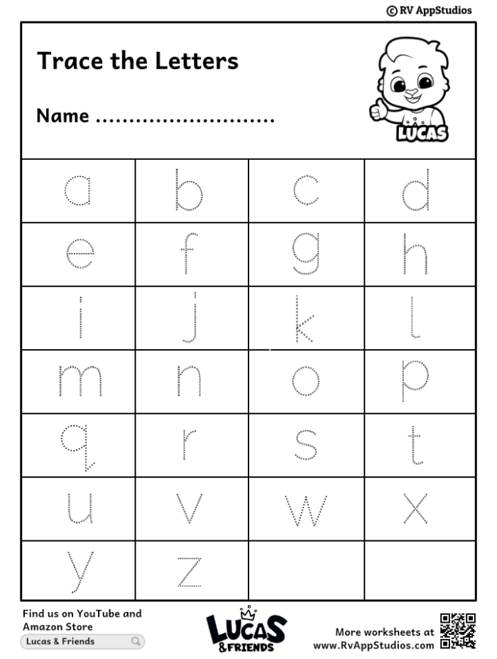 Worksheet featuring small letters for kindergarten handwriting practice