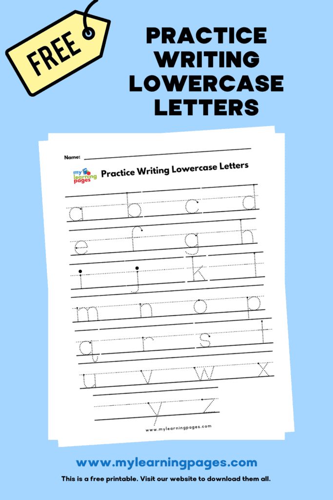 Writing Lowercase Letters Practice Exercise 14 for Beginning Writers Kindergarten student practicing writing lowercase letter n on a worksheet with dotted line guides