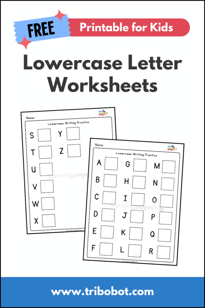 Lowercase Letter Writing Practice Exercise 8 A kindergarten student practicing writing lowercase letters a through m on a worksheet with dotted line guides