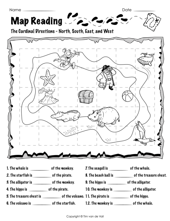 Coloring worksheet for kindergarten students to practice reading a map of a park