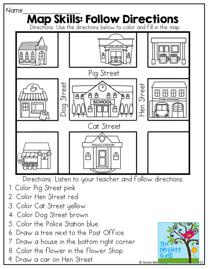 Map to School worksheet designed for kindergarten students to illustrate their route to school
