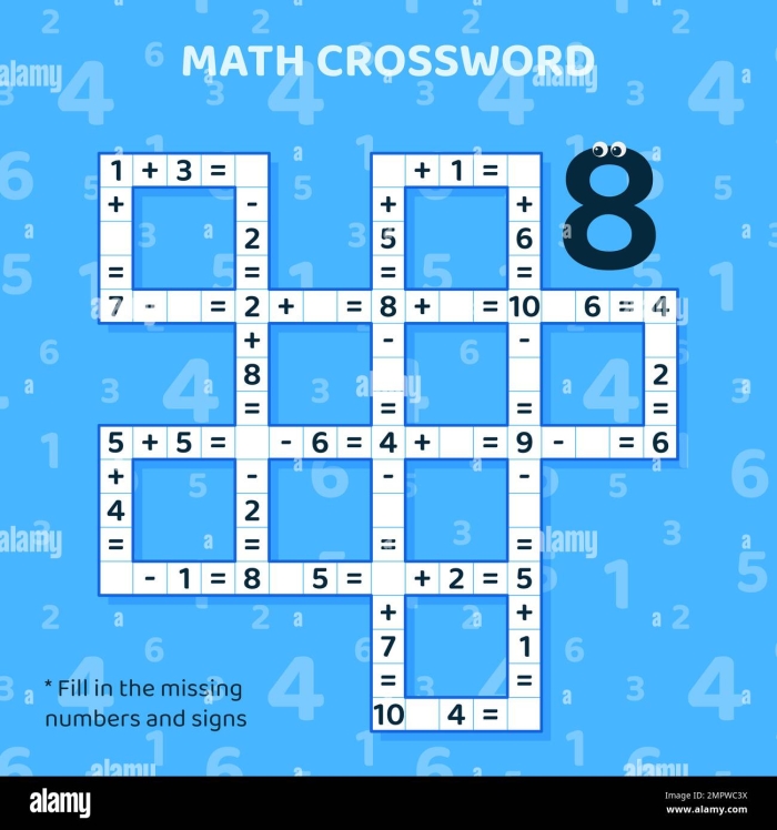 Engaging math crossword puzzle for practicing addition facts within 10 Addition crossword puzzle worksheet for kindergarten students focusing on sums up to 10