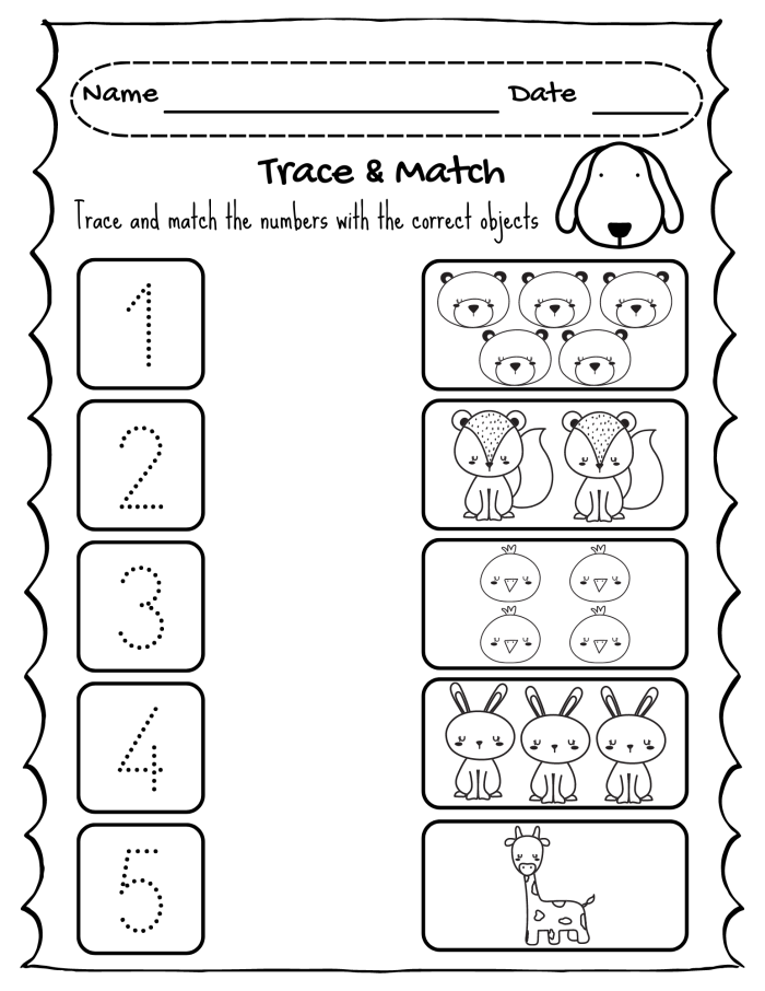 Interactive counting and coloring activity for young learners in kindergarten Count 'n Color worksheet featuring numbers 1-5 for kindergarten students with footballs to color