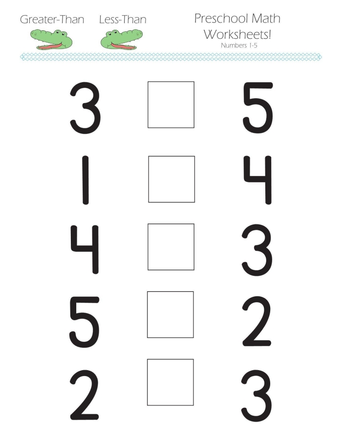 Kindergarten math worksheet for comparing sets of objects using greater than or less than symbols