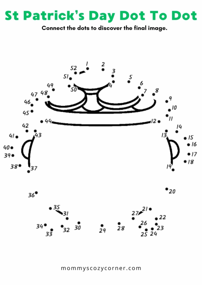 St. Patrick's Day Number 5 Connect the Dots Addition Worksheet for Kindergarteners Kindergarten student completing a St. Patrick's Day connect the dots addition worksheet numbered 1 to 67