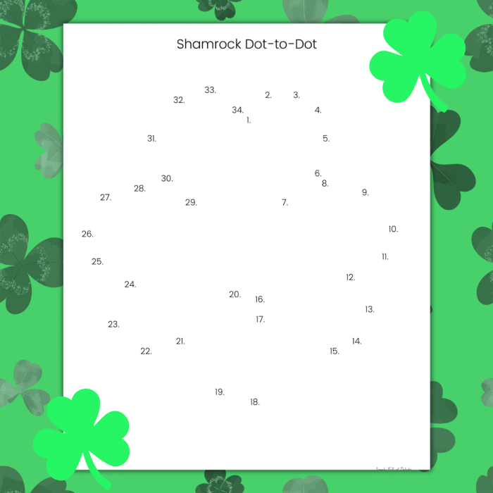 Kindergarten Addition St. Patricks Day Connect the Dots Worksheet 4 St. Patrick's Day connect the dots worksheet featuring addition practice for kindergarteners