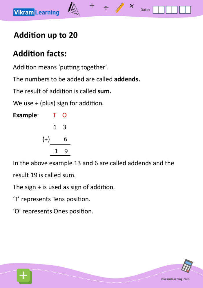 Adding Up To 20 Balloon Addition Worksheet for Kindergarten Colorful kindergarten worksheet featuring balloons to practice addition problems up to 20