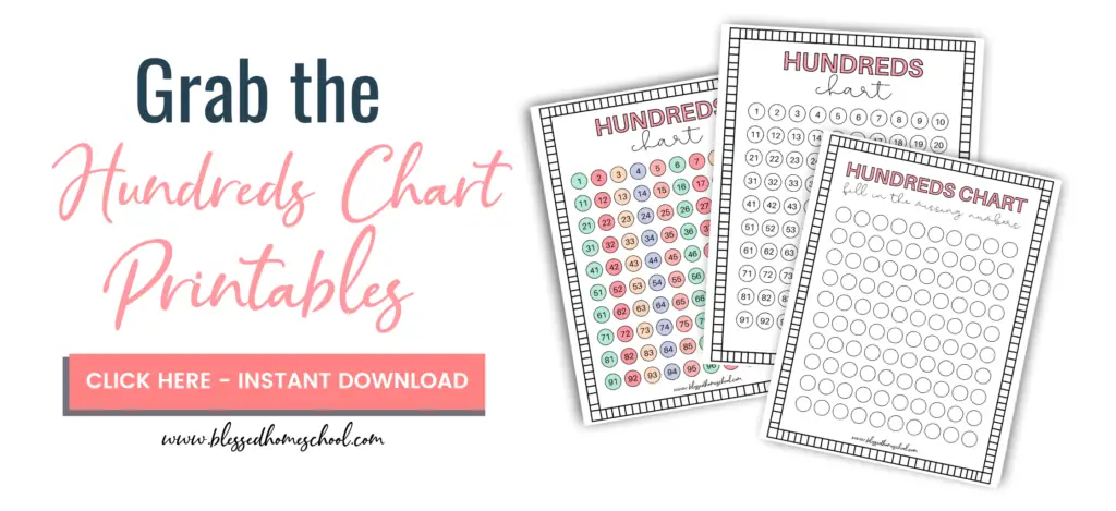Kindergarten student using a colorful Hundreds Chart worksheet to identify number patterns