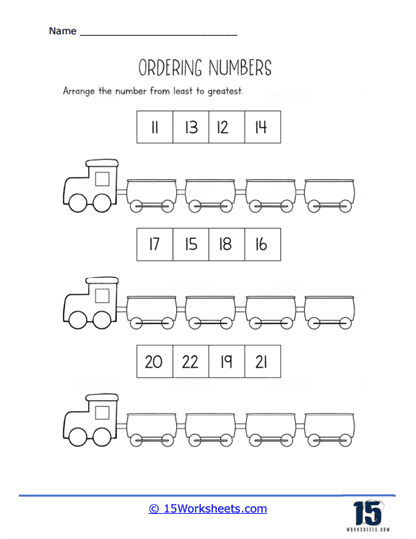 Assessment worksheet for sequencing numbers 0 to 20 for kindergarteners Kindergarten math worksheet for ordering numbers from zero to twenty