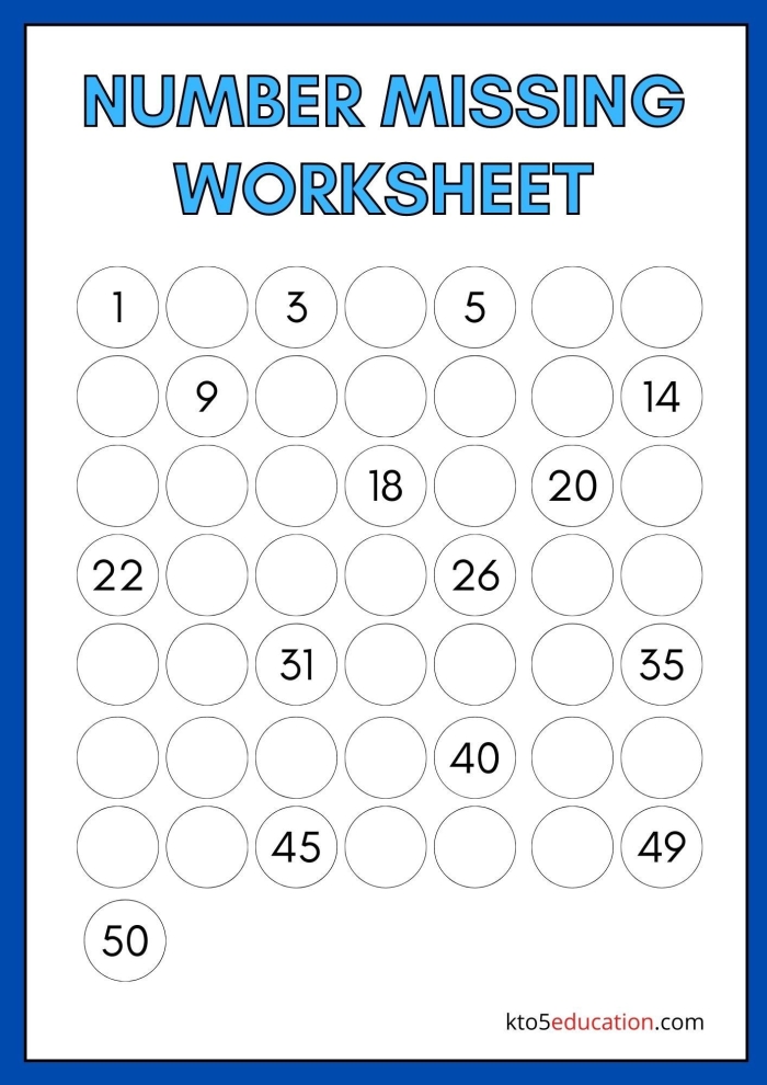 Kindergarten worksheet featuring a friendly caterpillar with missing numbers ranging from 5 to 10 for students to fill in