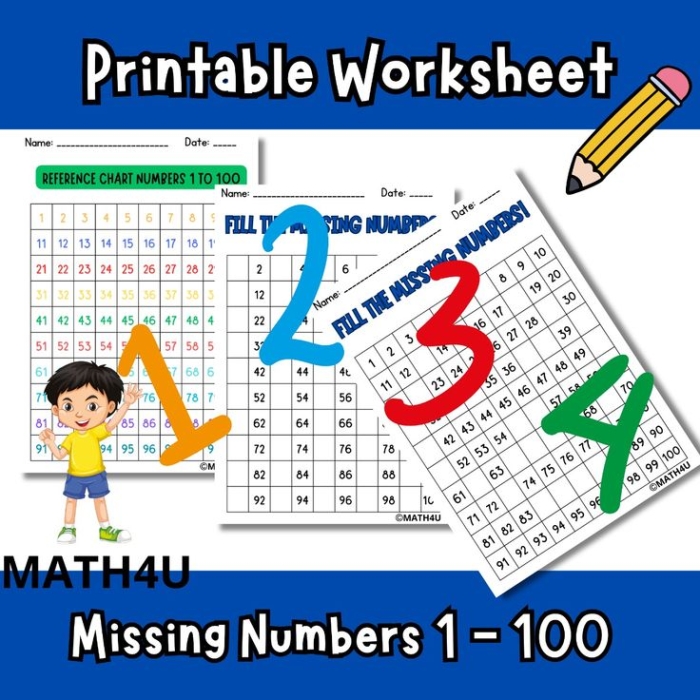 Kindergarten student filling in missing numbers from 1 to 50 on a worksheet