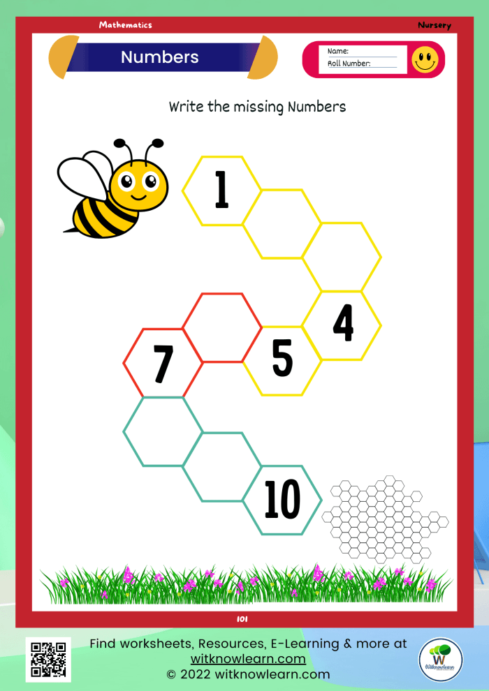 Kindergarten student filling in missing numbers on a 1 to 100 hundred chart worksheet