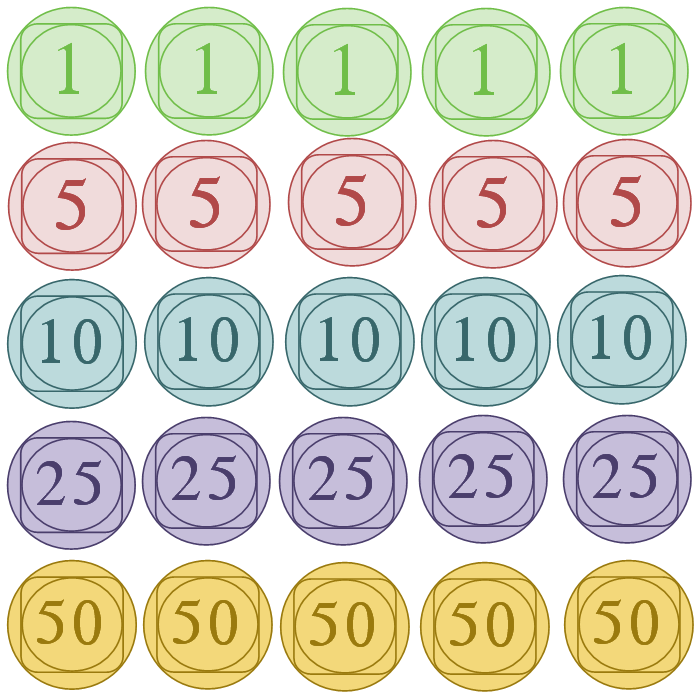 Kindergarten student counting coins and adding pocket change amounts on a worksheet