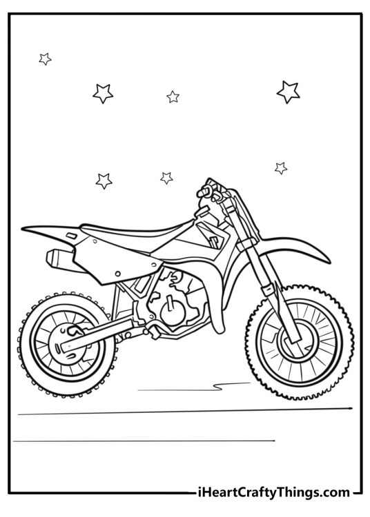 Motocross rider coloring worksheet for kindergarten students to explore their creativity
