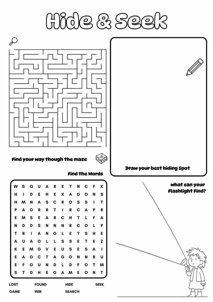 Hide and Seek Ocean Friends Multiplication Game 17 A kindergarten multiplication worksheet showing an octopus and ocean friends hiding objects in an underwater scene for a hide and seek activity