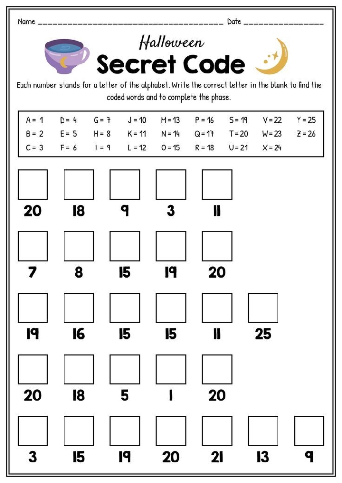 Kindergarten multiplication worksheet featuring a secret message activity