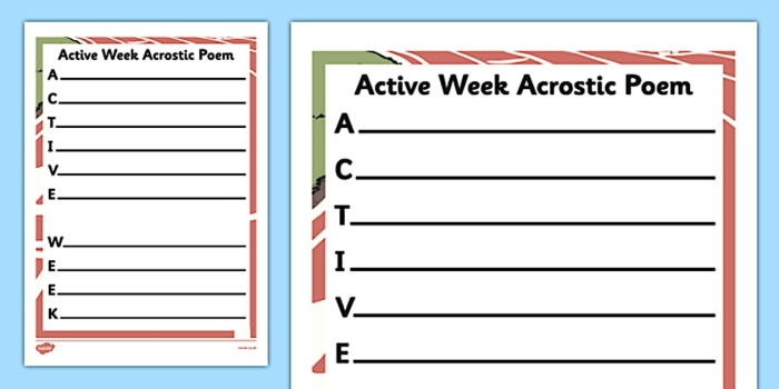 Engaging worksheet for kids to create acrostic poems using nature-themed words Nature Walk Acrostic Poems worksheet for kindergarten students learning about poetry