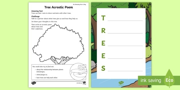 Engaging worksheet teaching young learners about acrostic poems and nature themes Nature Walk Acrostic Poems worksheet for kindergarten students exploring poetry