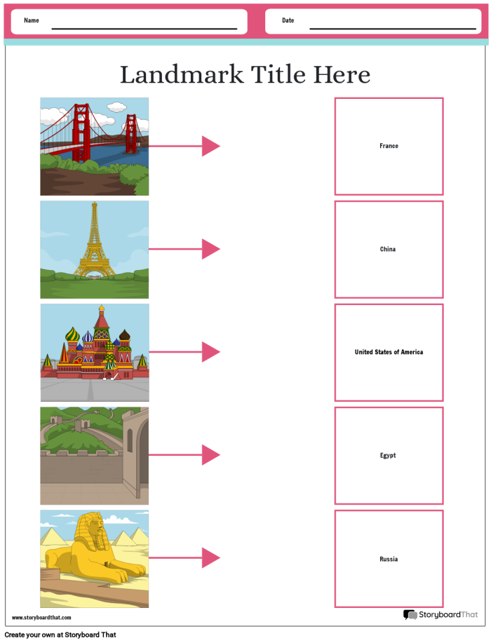 Kindergarten worksheet featuring various neighborhood landmarks for young learners to identify