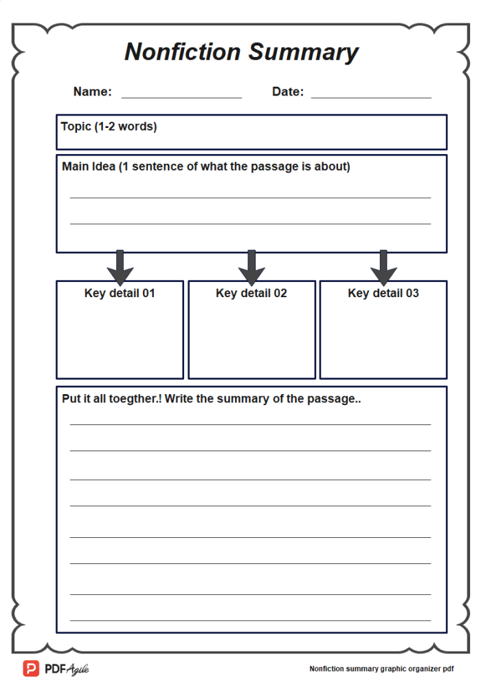 Kindergarten nonfiction graphic organizer worksheet showing a main idea and details diagram