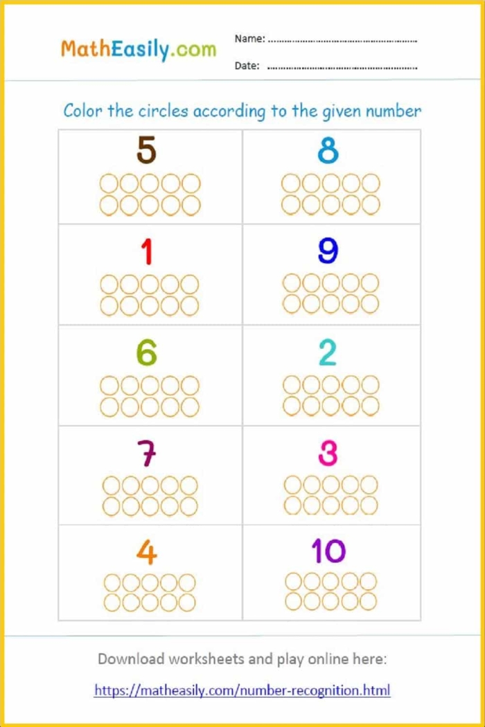 Recognizing Numbers to 20 Worksheet Activity 25 Kindergarten worksheet for practicing number identification and counting up to 20