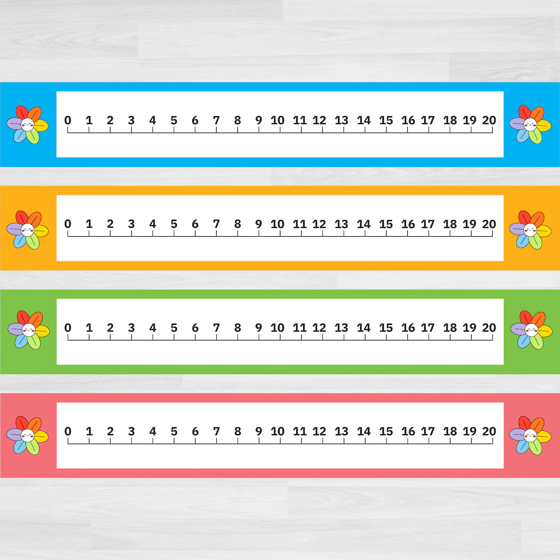 Worksheet featuring a number line template designed for young learners to practice math skills Number line template for counting and ordering numbers from 0 to 20 for kindergarten students