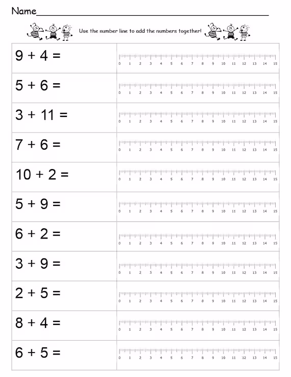 Number Line worksheet for Kindergarten students focusing on counting and number recognition skills