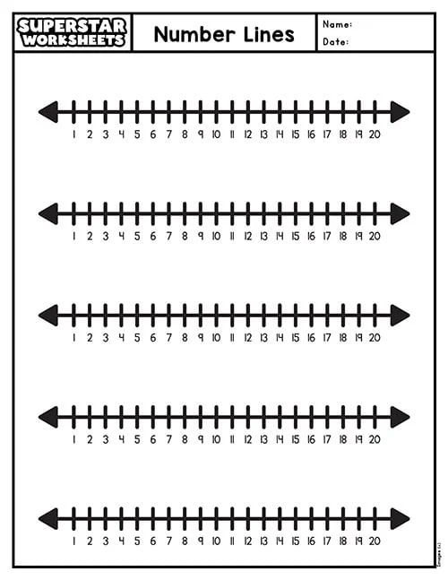 Number Line worksheet for kindergarten students focusing on counting and number recognition skills