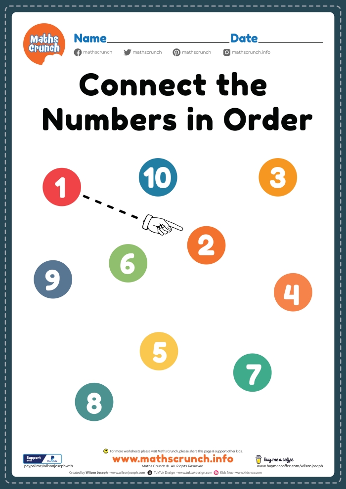 Connect the Numbers worksheet for kindergarten featuring number and quantity matching activities