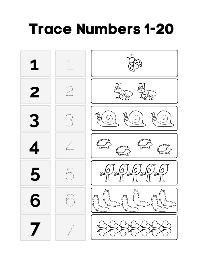 Kindergarten worksheet featuring number one tracing practice and a rabbit counting graph activity