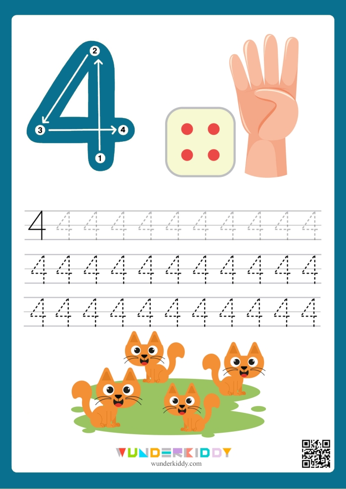 Kindergarten worksheet for tracing the number one and counting rabbits in a graph activity