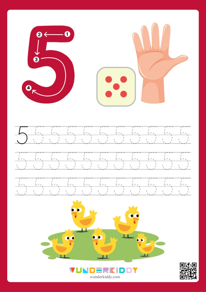 Kindergarten worksheet featuring number tracing practice and a rabbit counting graph for the number one