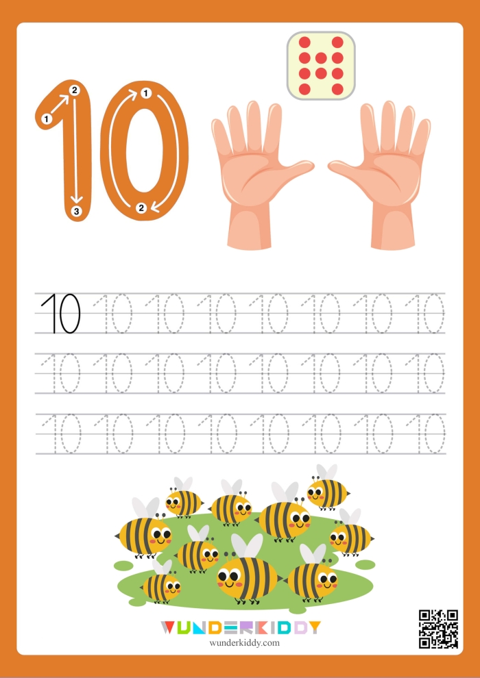 Kindergarten worksheet for tracing the number 1 and counting illustrated rabbits to complete a simple graph
