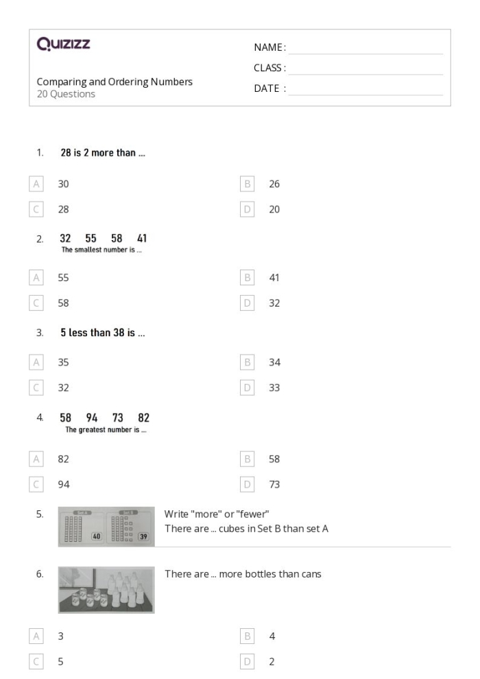 Assessment worksheet for sequencing numbers from 0 to 20 image 23 Kindergarten math worksheet for ordering numbers between zero and twenty