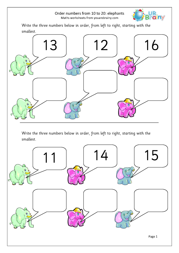 Assessment Ordering Numbers 0 to 20 Worksheet Page 4 Kindergarten student worksheet for ordering numbers from zero to twenty