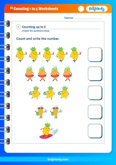 Count 'n Color: The Numbers 1-5 worksheet for early learners in patterns Counting and coloring worksheet featuring the numbers 1-5 with various objects for kindergarten kids