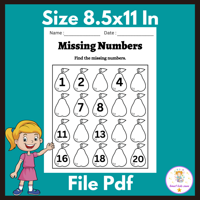 Recognizing Numbers to 20 Assessment Activity for Early Learners Kindergarten worksheet showing number recognition activities with numbers 1 through 20 for student assessment